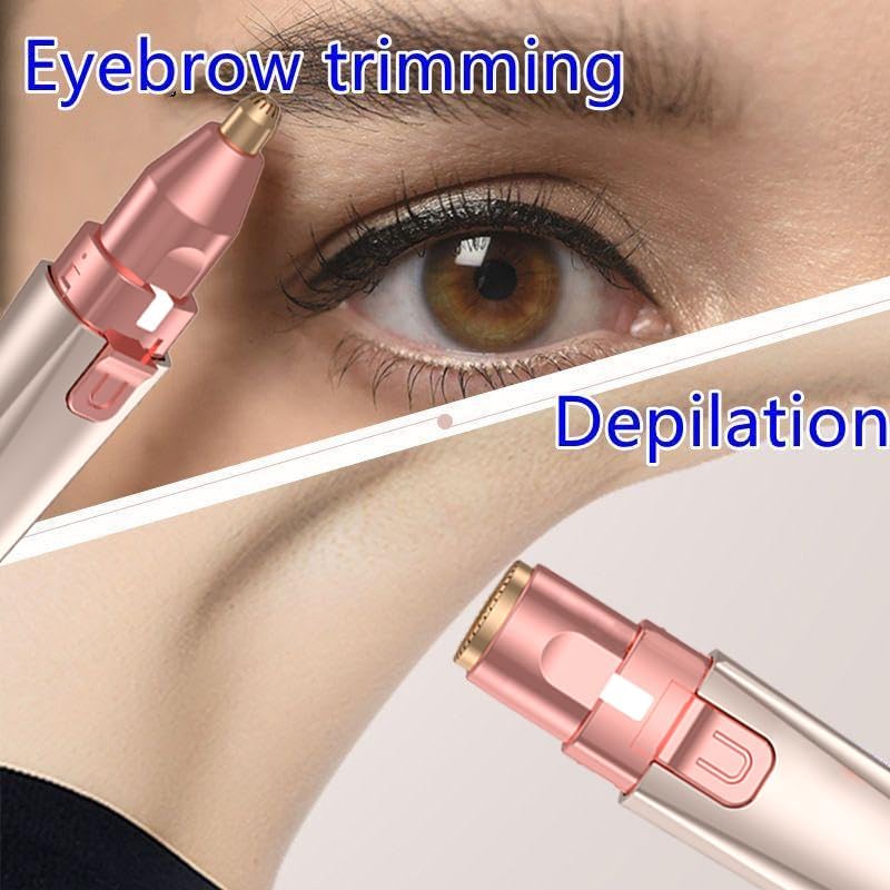 Esermoon Facial Hair Remover for Women - Rose Gold USB Rechargeable Eyebrow Trimmer & Face Shaver with LED Light, 2-in-1 Hair Removal Device for Smooth Skin - Image 5